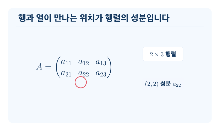 행렬의 뜻 개념을 설명하는 수학 도식