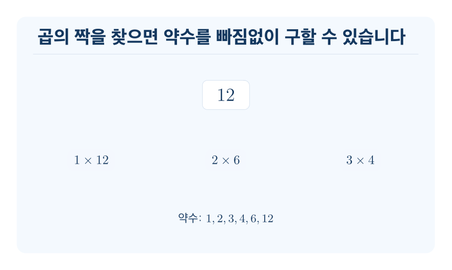 약수 개념을 설명하는 수학 도식